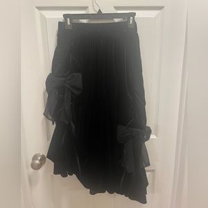 Unlogical Poem NWT Black velvet midi skirt with bows